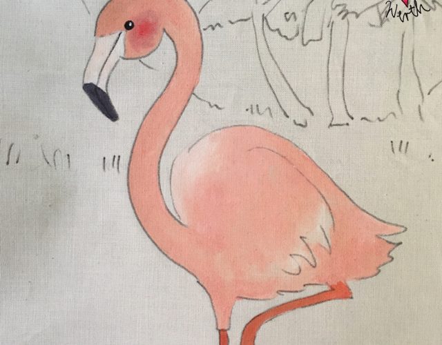 Flamingo Illustration, Geschenk fuer Kinder, Tierillustration, Kinderillustration, Malerei fuer Kinder, individuelles Kindergeschenk, Flamingoliebe