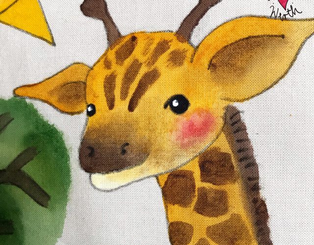 Kuschelkissen für Kinder, Illustration für Kinder, Giraffe Geschenk, Giraffenbaby, Giraffe, Geschenk zur Geburt mit Giraffe, Vorname Emilian