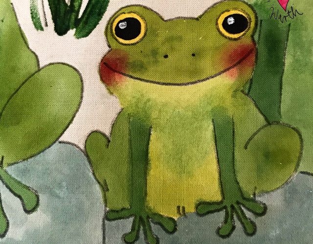 Illustration für Kinder, Frosch Geschenk, sei kein Frosch, Frosch im Teich, Geschenk zur Geburt mit Frosch