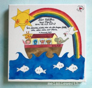 Arche Noah, Kinderzimmerbild zur Taufe, Geschenk Taufe mit Namen ...