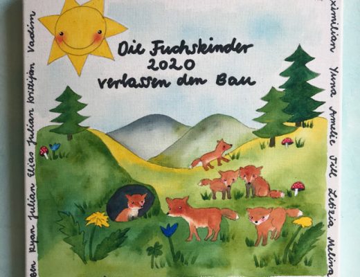 Abschiedsgeschenk Kindergarten, Bild mit Füchsen, Geschenk Erzieherinnen, Abschied Kindergarten