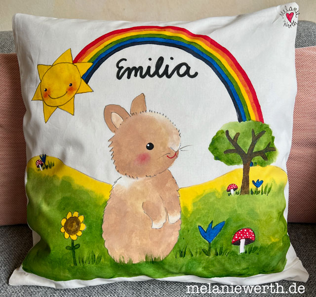 Baby Kaninchen Geschenk zur Geburt, Kuschelkissen zur Geburt