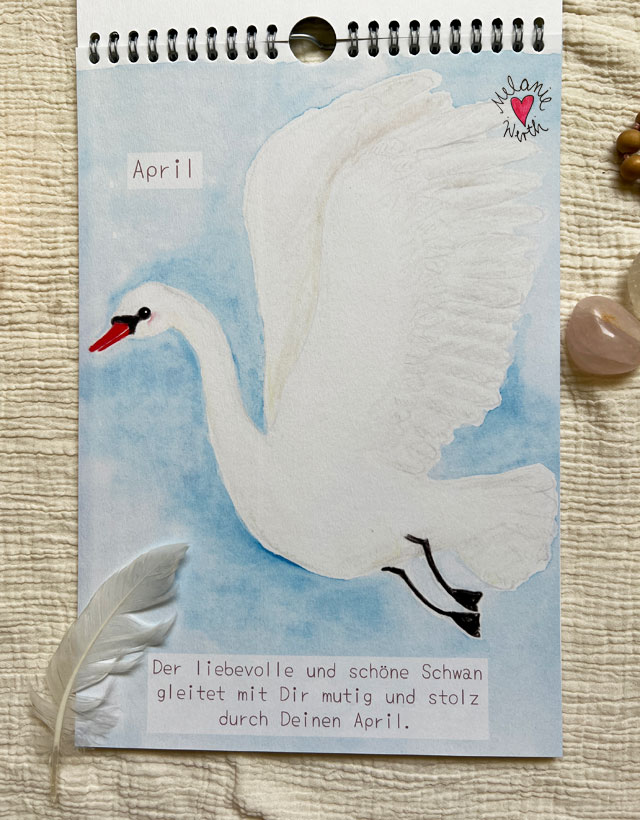 Seelenvogel Schwan, Achtsamkeitskalender mit Seelenvögeln
