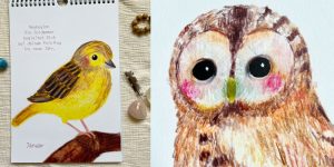 Eule und Goldammer, Seelenvögel Kalender