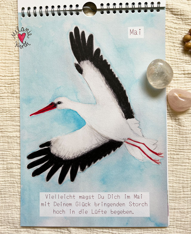 Seelenvogel Storch, Achtsamkeitskalender mit Seelenvögeln