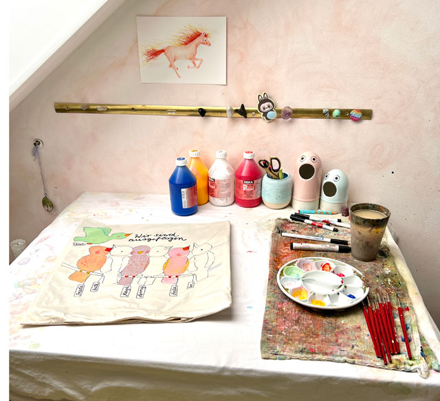 Atelier von Melanie Werth, mein Maltisch