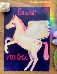Achtsamkeitskarte Pegasus, überlebt, Neubeginn, Traumaheilung, Mythologie, narzisstischer Missbrauch